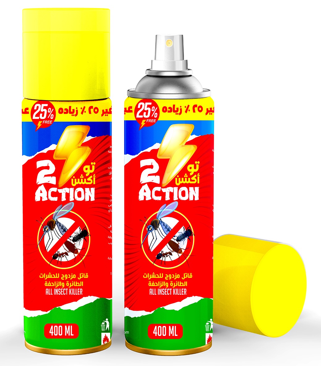 مبيد تو أكشن 400 مل - قاتل للحشرات الطائرة والزاحفه